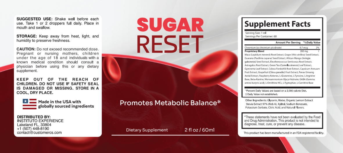Sugar Reset ingredients label